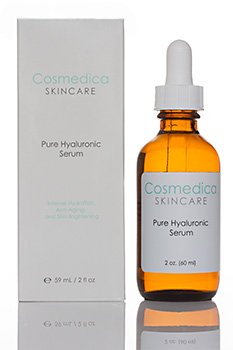 Hyaluronic Acid Serum 100% Pure (2oz/60ml) by Cosmedica Skincare- Intense Hydration + Moisture, Non-greasy, Paraben-free (Professional Formula)