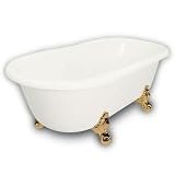 American Bath Factory B1-3700-BB-DM3-M2-15-PB Madeline Double Ended Clawfoot Bathtub in Bisque, Ball
