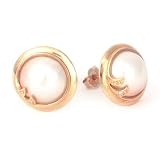 14K 10-10.5MM Mabe Pearl & Diamond Earrings
