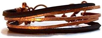 Leather and Copper Stacked Cuff