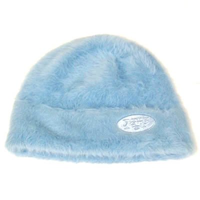 CUFFLESS BEANIE FUR KNIT HAT NEW YORK JETS BABY BLUE