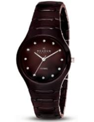 Skagen Womens 817SDXC Quartz Ceramic Brown Dial Watch