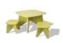 Eco-friendly Kid's Project Table Set with 2 Stools in Leaf Finish