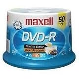 Maxell DVD-R Recordable Discs, 4.7GB, 16x, Spindle, White, 50/pk