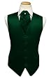 Tuxedo Vest - Solid Satin with Matching Pin Ascot, Hunter