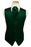 Tuxedo Vest - Solid Satin with Matching Pin Ascot, Hunter