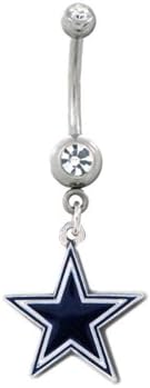 Silver Dallas Cowboys Charm Belly Button Ring
