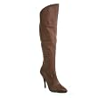 5 Inch Sexy Cuffed Knee Boot High Heel Boot Pointed Toe Boot Inside Zip Brown Leather