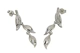 Image of 9ct White Gold Diamond Leaf Drop Earrings