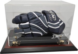 Hockey Player Glove Display Case, Mahogany - Anaheim Ducks - NHL Equipment