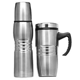Culver, Inc. Half Liter Stainless Steel Vacuum Bottle and One 16 Oz. Travel Mug