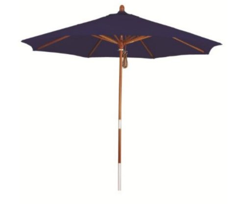 California Umbrella MARE908-5439 9-Feet Sunbrella Fabric Pulley Open Wood Market Umbrella, Navy