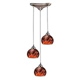 IMAGE OF MELA - : 3 Light Chandelier In Dark Rust And Espresso Glass (shown here in blue)