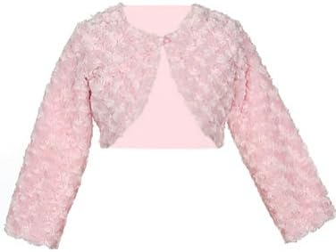 Faux Fur Long Sleeve Bolero Jacket Shrug Pink White Ivory Black Infant to Girls