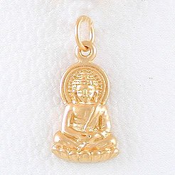 Small Sitting Young Buddha Pendant or Charm in Vermeil, #8303