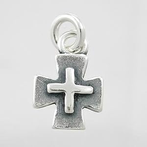 Little Double Sided Cross Charm in Sterling Silver, #9208