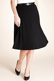 Plus Knee Length Panelled Skirt with Belt