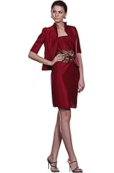 Strapless Knee Length Taffeta Mother-of-the-Bride Dress 