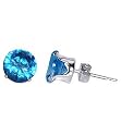 Sterling Silver Brilliant Cut Blue Zircon Cubic Zirconia 7 MM Stud Post Earrings