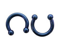 Classic Ball Blue Horseshoe Earrings (10 Gauge) - Fashion Ear Plugs
