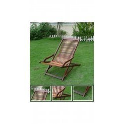 Teak Outdoor Slingback Chair (Natural Wood) (28H x 40W x 25D)