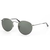 Ray-Ban ORB3447 Round Sunglasses,Gunmetal Frame/Crystal Green Lens,50 mm