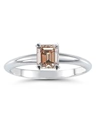 0.63 Cts Brown Diamond Solitaire Ring in 14K White Gold