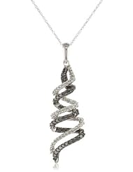 10k White Gold Black and White Diamond Pendant Necklace (1/2 cttw, I-J Color, I2-I3 Clarity), 18"