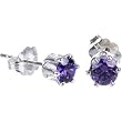 Sterling Silver 4mm Amethyst (February) Cubic Zirconia Stud Earrings