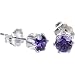 Sterling Silver 4mm Amethyst February Cubic Zirconia Stud Earrings