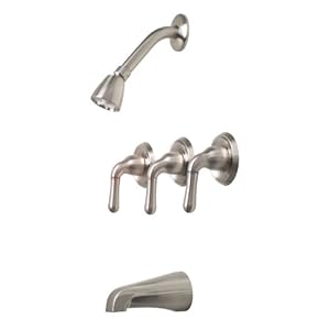 Premier 120187 Sanibel Three-Handle Tub & Shower Faucet Brushed Nickel