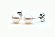 AugustinaJewelry Freshwater Cultured Pearl Earrings 6-6.5mm White Pearls with Silver Mount