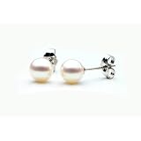 Freshwater Cultured Pearl Earrings 5.5-6mm White Pearls with Silver Mount
