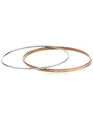 Set of 3 Tri-Tone Bangle Bracelet, 7.5"