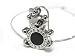 Adorable Black Belly Love Kiss Teddy Bear Charm Necklace Silver Tone Crystal Accents