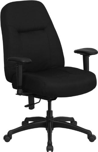 HERCULES 400 lb. Capacity High Back Big &amp; Tall Black Fabric Office Chair Height Adjustable Arms &amp; Extra WIDE Seat