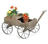 Rustic Wood Plant/Garden Wagon/Cart For Home Decor