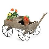Rustic Wood Plant Garden Wagon Cart For Home Decor by Burton & Burton