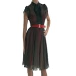 Corey Lynn Calter Petal Sleeve Shirt Dress with Red Slip