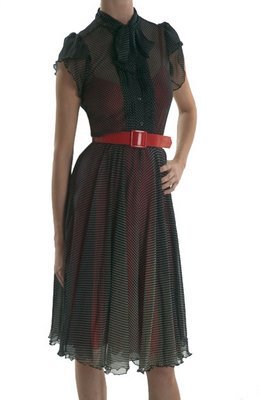 Corey Lynn Calter Petal Sleeve Shirt Dress with Red Slip