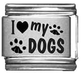 Clearly Charming I Heart my Dogs Laser Etched Italian Charm