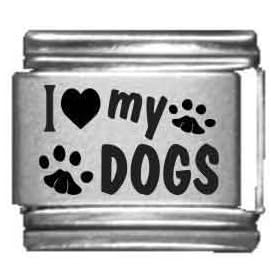 Clearly Charming I Heart my Dogs Laser Etched Italian Charm