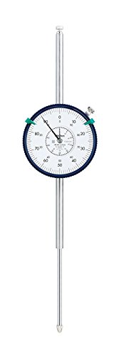 Mitutoyo 3060SB-19 Dial Indicator, M2.5X0.45 Thread, 8mm Stem Dia., Flat Back, White Dial, 0-100 Reading, 78mm Dial Dia., 0-80mm Range, 0.01mm Graduation, +/-0.045mm Accuracy