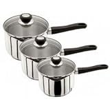 Judge Vista - Draining - 3 Piece Set (14, 16 & 18cm) 3 Piece Saucepan Set. As shown