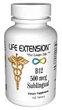 B12 (cyanocobalamin)Sublingual, 500 mcg100 tablets