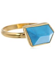 Katie Diamond Edgy Yellow Gold Turquoise Ring, Size 7
