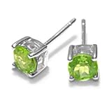 Sterling Silver 1.00CT Round Peridot Earrings