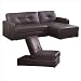 Ore International R8117BRN37 Three Piece Brown Leather Sofa Bed Set with Storage