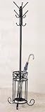 Black Metal Coat & Hat Rack With Umbrella Holder