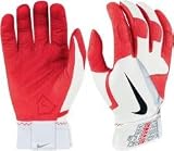 Nike GB0305 Diamond Elite Pro Batting Gloves - White/University Red